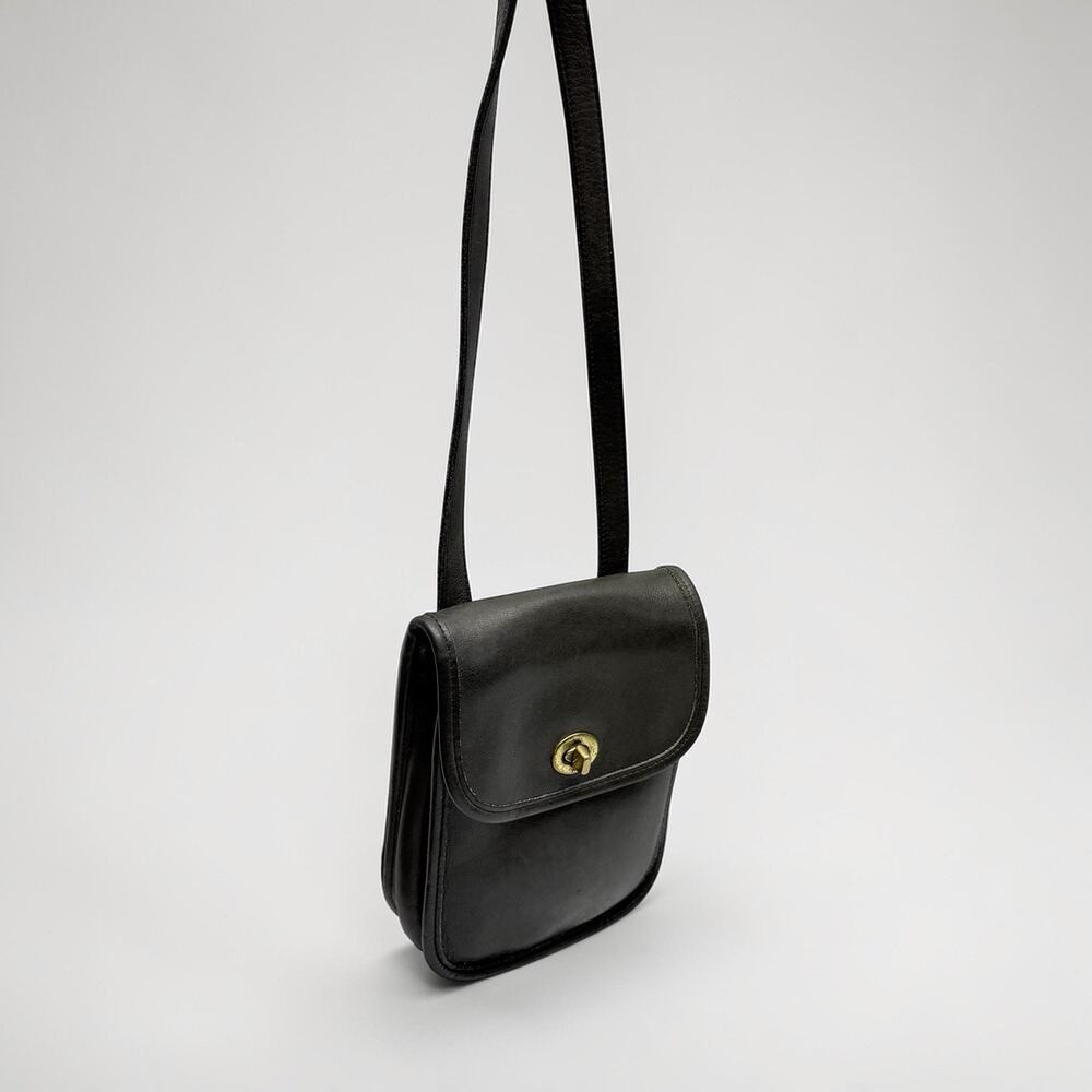 Coach Vintage Leather Crossbody Black Turnlock NYC 9378 Mini Purse Distressed - Picture 2 of 13